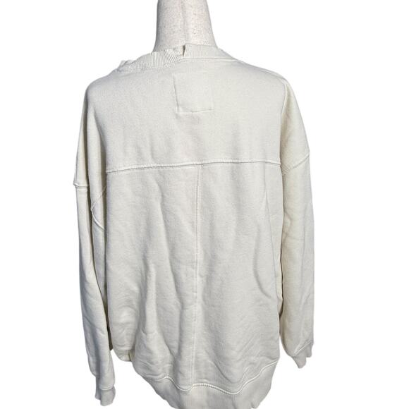 Cream aerie love crewneck sweatshirt baggy loose oversized small - Picture 3 of 5